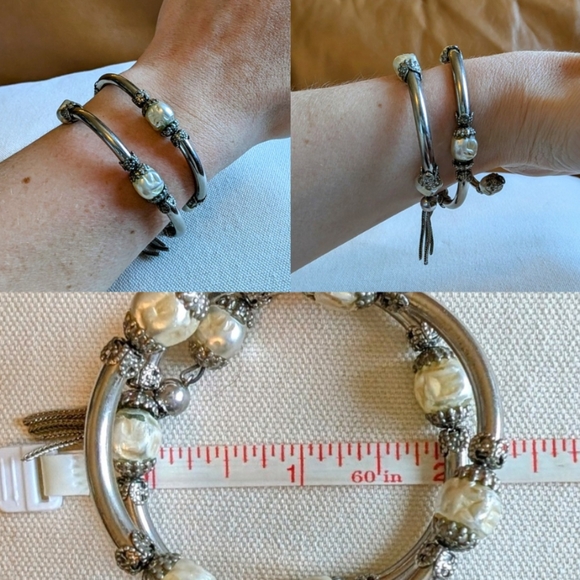 Vintage Silver Colored Costume Bracelet Lot - Picture 4 of 5